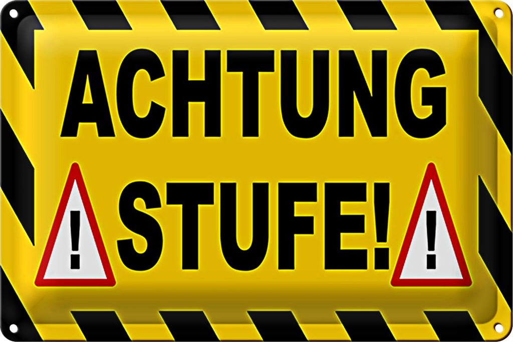 Blechschild Hinweis 40x30cm Achtung Stufe Ausrufezeichen
