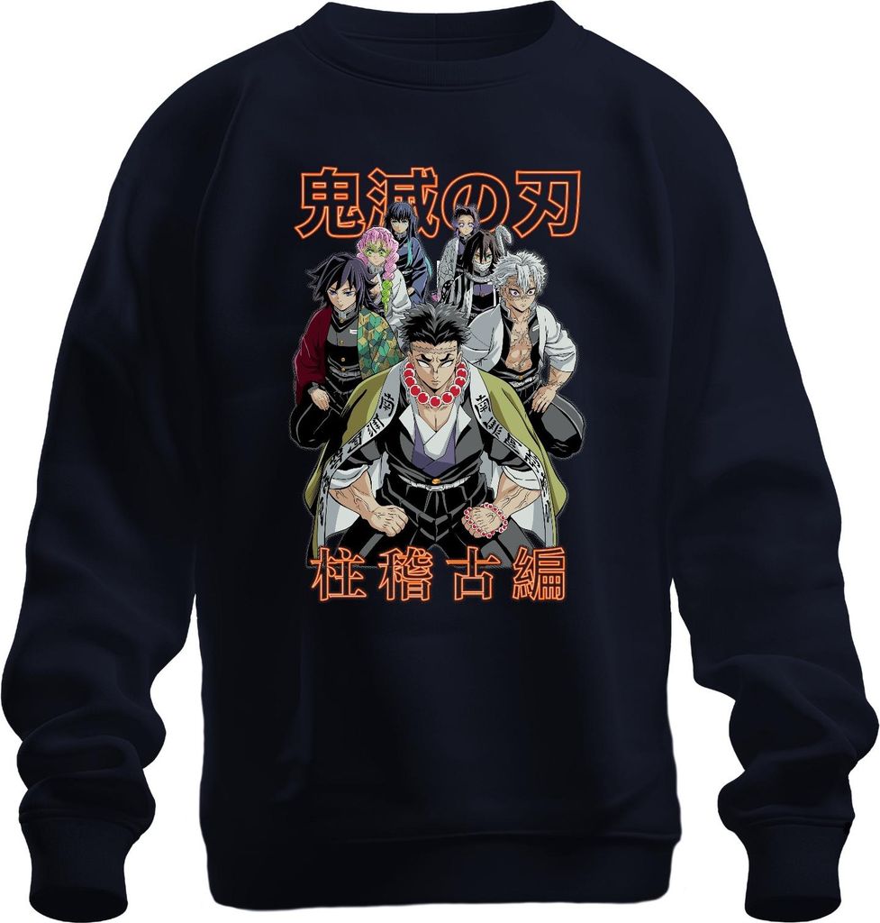 Kimetsu no Yaiba Hashira Dämonenjäger Anime Geschenk Japan Y2K Streetwear Uni Sweatshirt Pullover, Navy, L