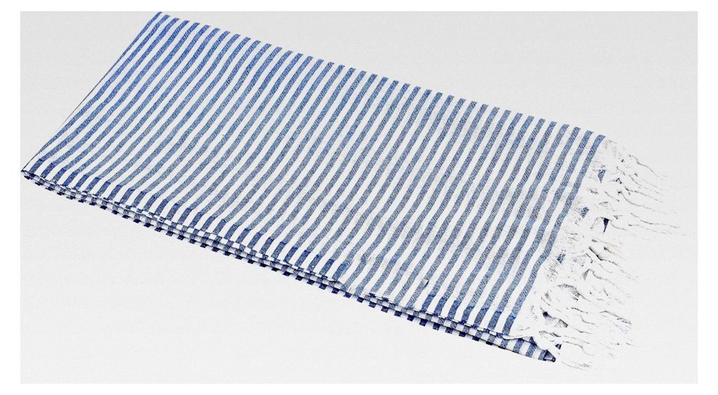Hamamtuch Streifen 90 x 180 cm blau 100% Baumwolle