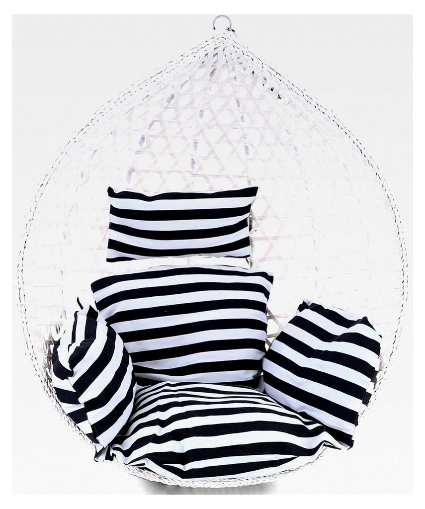 Kissen für Hängesessel 2-teilig in Schwarz-Weiß gestreift