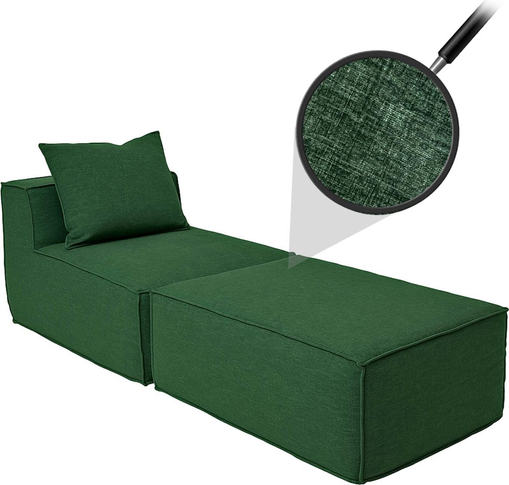 Chaiselongue/Zubehör für Sofa MCW-O54, Sessel Ottomane Recamiere, Stoff/Textil (300g/m²) 63x75x194cm grün