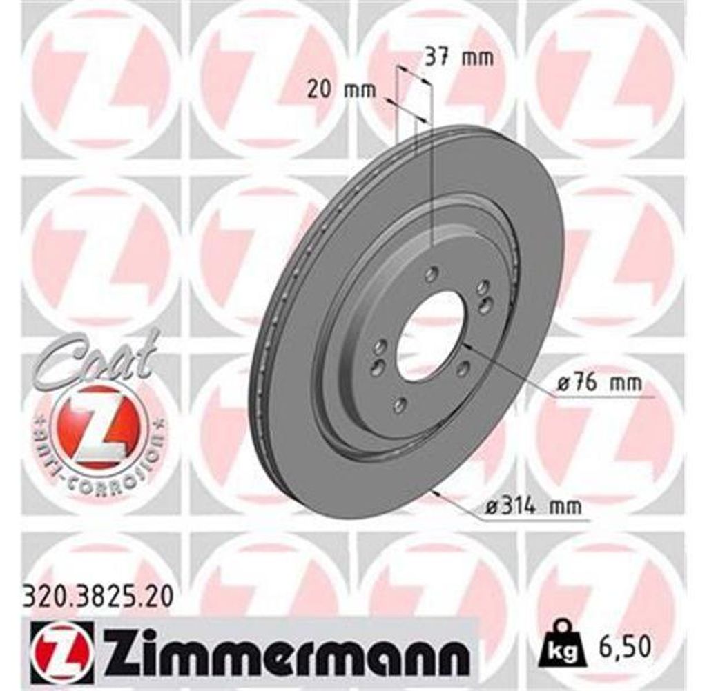 2x ZIMMERMANN Bremsscheibe 320.3825.20 für KIA OPTIMA Produktbild 