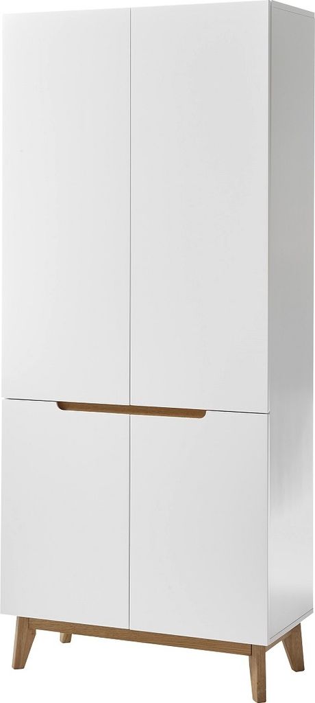 Garderobe Kommode Schrank weiß matt MDF Asteiche furniert Massiv 85 cm Cervin
