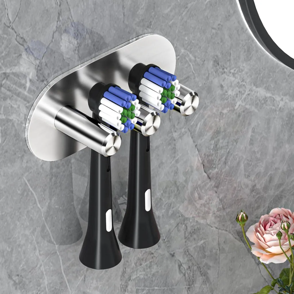 Porte-brosse à dents sans perçage argenté pour fixer sans abîmer