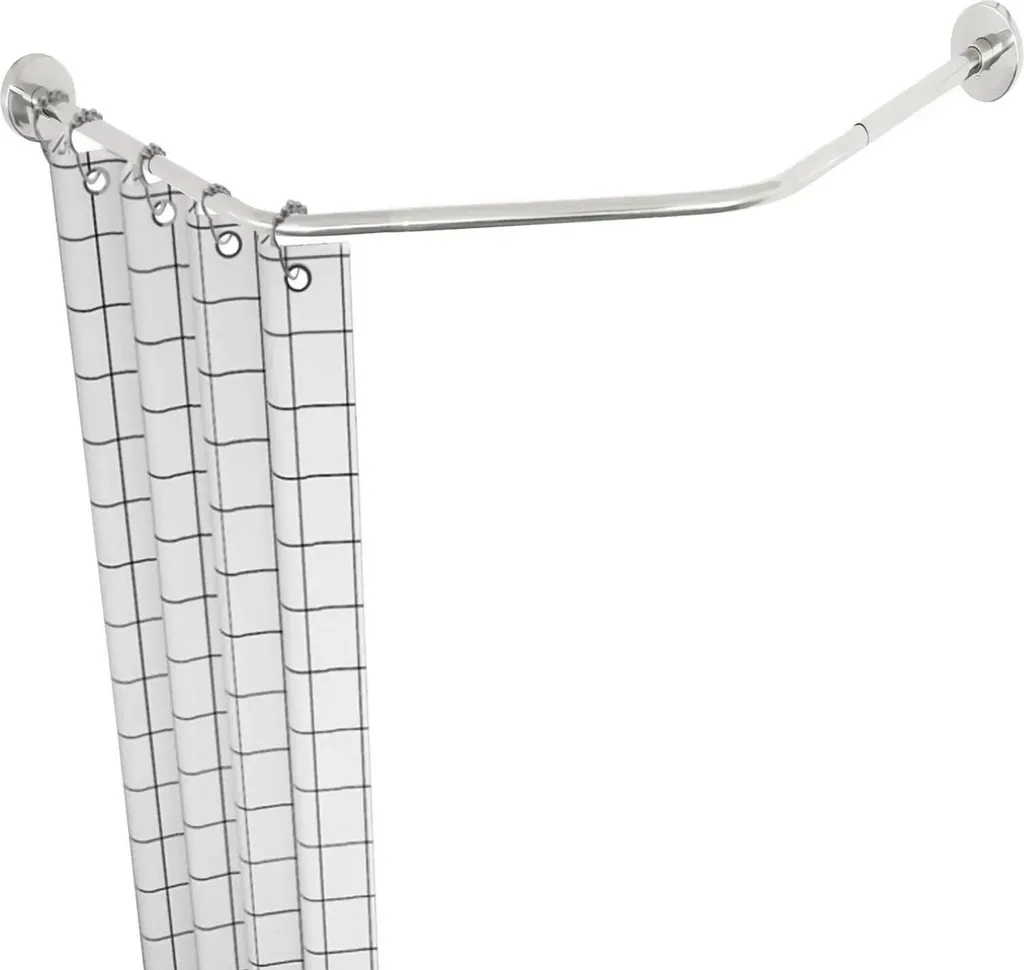 Tringle de douche incurvée pour angle en métal argenté 45 à 75 cm