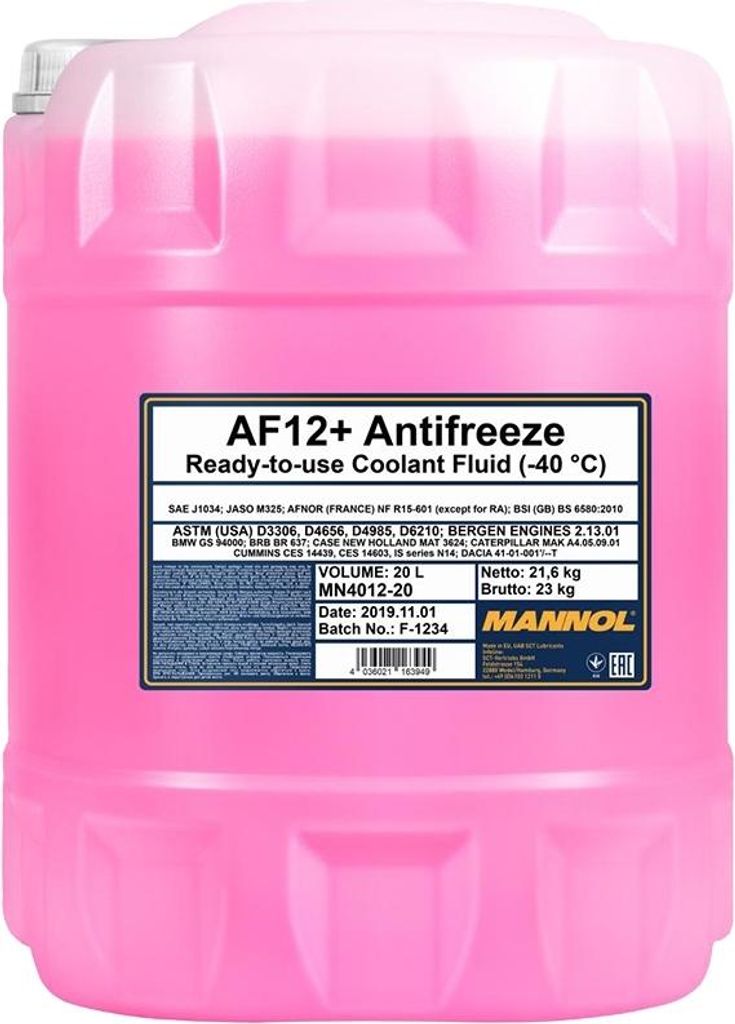 Mannol-Frostschutzmittel AF12+ (-40 °C) Longlife 4012, Produktbild 