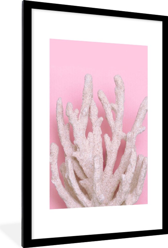 MuchoWow Gerahmtes Poster Koralle - Rosa - Sommer 60x90 cm - Poster mit Schwarzem Bilderrahmen Wandposter Rahmen Foto Bilder - Dekoration - Wandp...