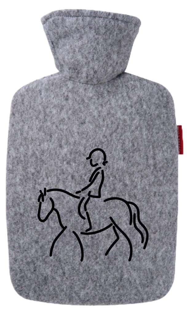 Huuraa Wärmflasche Reiten Pferd 1,8 Liter Filz Classic Filzbezug Bettflasche Geschenkidee