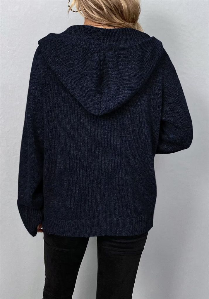 ASKSA Damen Langarm Grobstrickjacke Kordelzug Kurz Produktbild 3
