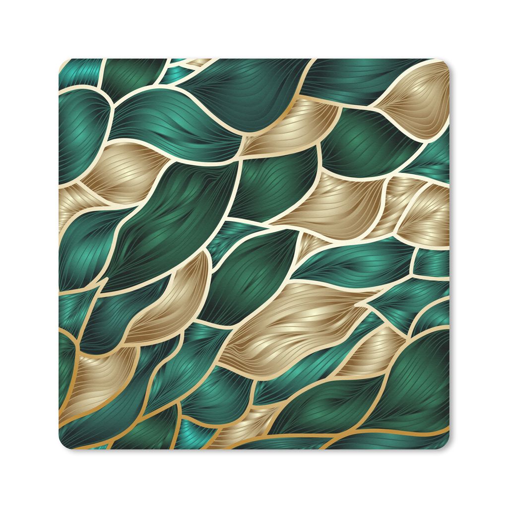 MuchoWow Mauspad Mousepad Abstrakter Hintergrund mit Gold und Grün 20x20 cm - Mousepads - Maus Mat - Pad - Mausunterlage - Desk Mat - Bureauarti...