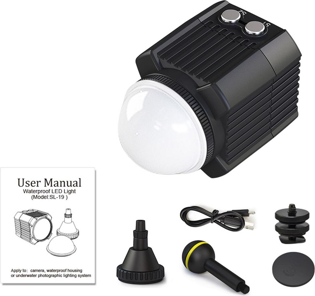 Mini dobíjecí LED video světlo – vodotěsné do 60 m, IPX8, Obrázek produktu 