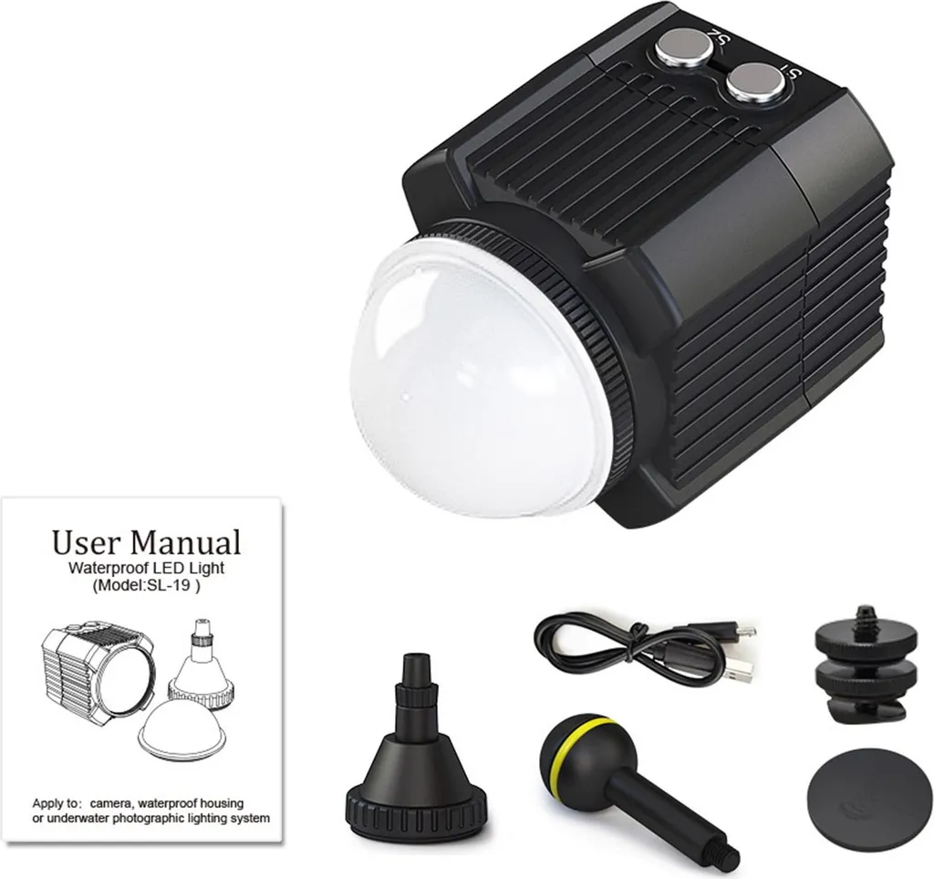 Mini Lampe Vidéo LED Rechargeable IPX8 Étanche 60m pour GoPro et Drone