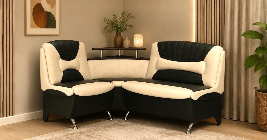 Eckbank Arabika Essecke Sitzbank in Schwarz Beige Hellbeige Produktbild 