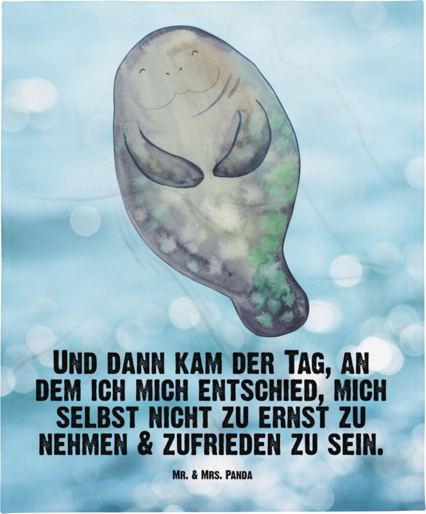 Mr. & Mrs. Panda Babydecke Seekuh Happy - Oceanblue - Geschenk, Respekt, Schlummerdecke, Meer, Achtsamkeit, Fleecedecke, Freundin, Zufrieden, Plaid...