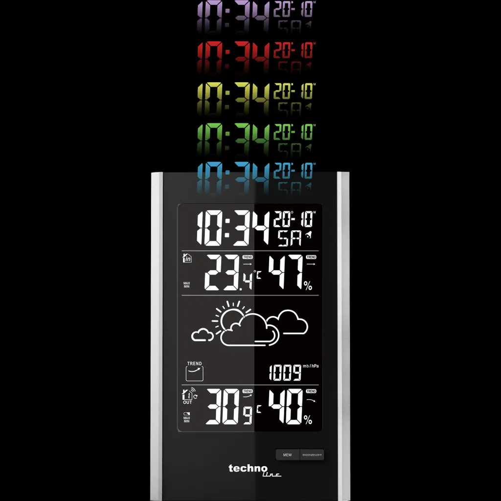 WS 9060 Station météo couleur avec capteur extérieur et écran LCD design - 2
