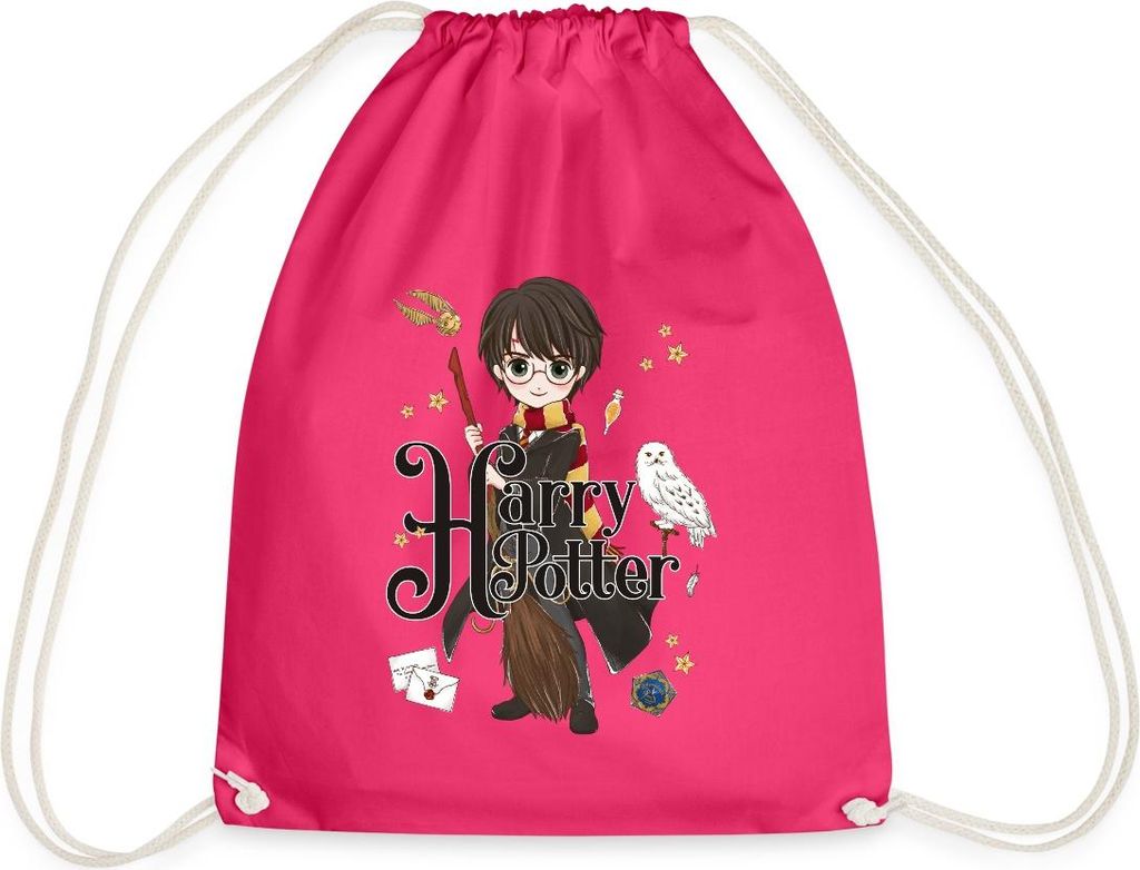 Spreadshirt Harry Potter Elemente Turnbeutel, One size, Fuchsia