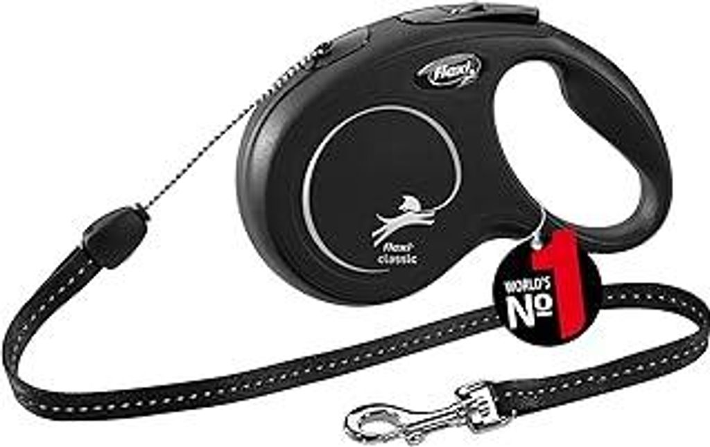 flexiClassic S Seil 8 m schwarz, Roll-Leine für Hunde bis 12 kg