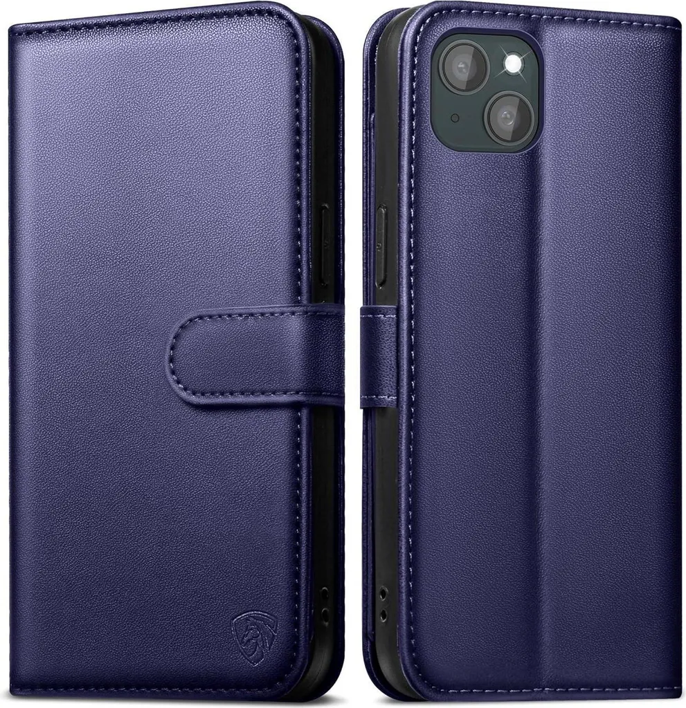 Cover iPhone 15 EASDNB Flip Blu | Portafoglio RFID Anti-Urto