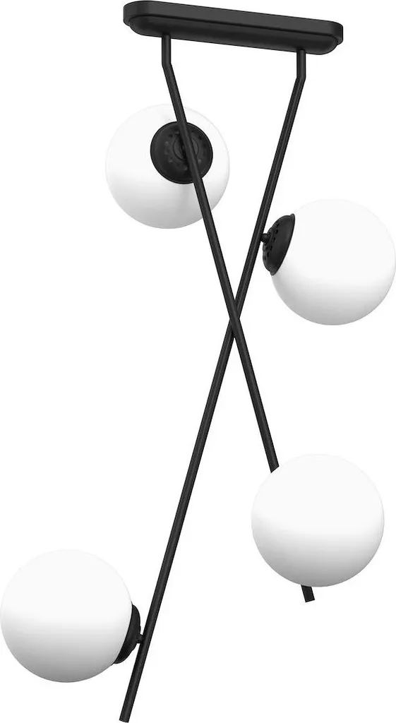 Suspension Design Verre Noir et Blanc Inter Milagro E14 71 cm Hauteur