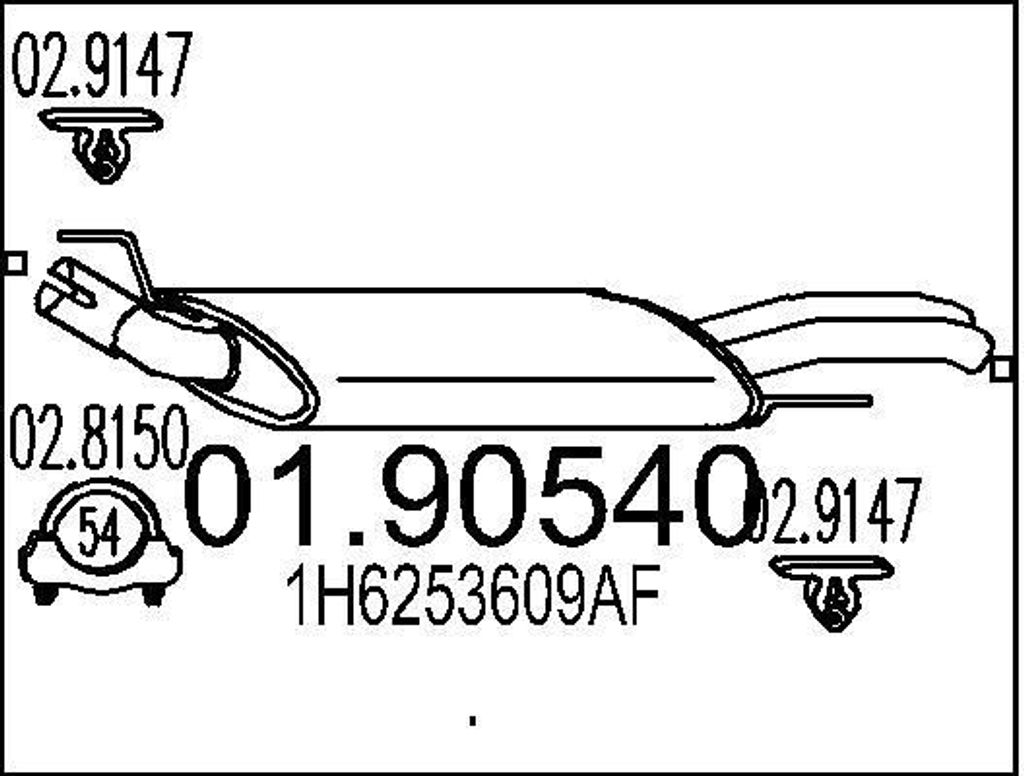 MTS 01.90540 Endschalldämpfer für VW GOLF III (1H1) Auspuff