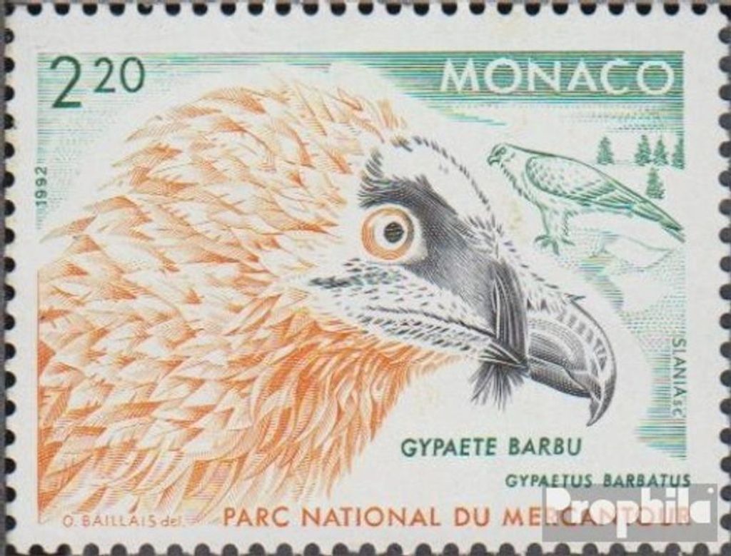 Briefmarken Monaco 1992 Mi 2094 (kompl.Ausg.) postfrisch Greifvögel und Eulen