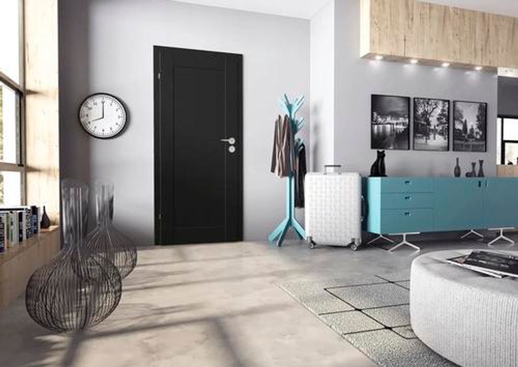 Pertura Zimmertür VINDA Uni Schwarz 61,0x198,5 rechts mit Schlüssellochbohrung