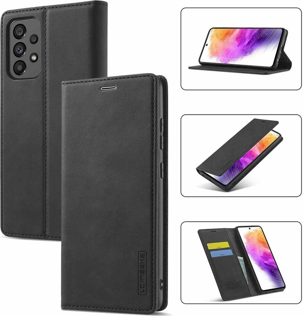 Galaxy A73 5G Hülle, Standfunktion Kartenfach Wallet Leder Schutzhülle für Samsung Galaxy A73 5G Schwarz