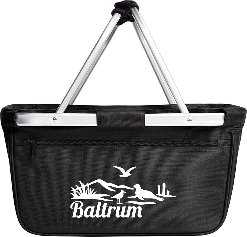 Huuraa Einkaufskorb Baltrum Strandmotiv 20 Liter Black faltbarer Tragekorb Geschenkidee