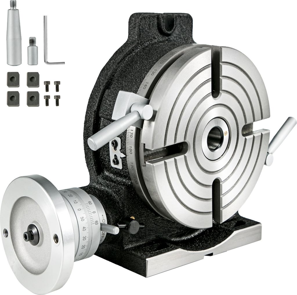 VEVOR Teilapparat Rundtisch 200mm Rundteiltisch Horizontal-Vertikal Teilkopf Teilapparat schwenkbar zum Fräsen und Bohren