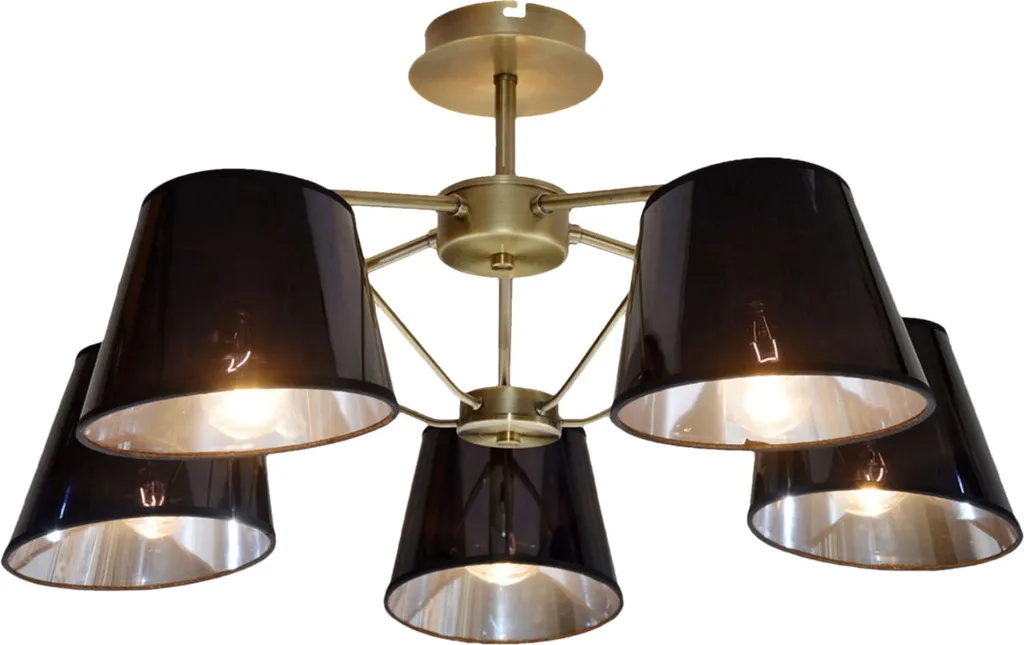 Plafonnier Lustre Design Industriel CORTEZ en Métal Noir et Laiton
