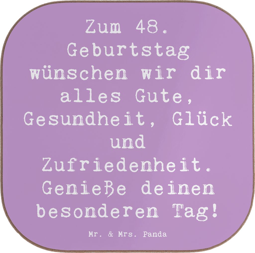 Mr. & Mrs. Panda Untersetzer Glas Spruch 48. Geburtstag - Lavendeltraum - Geschenk, Happy Birthday, schöne Momente, Tasse, Alter, besonderer Tag, ...