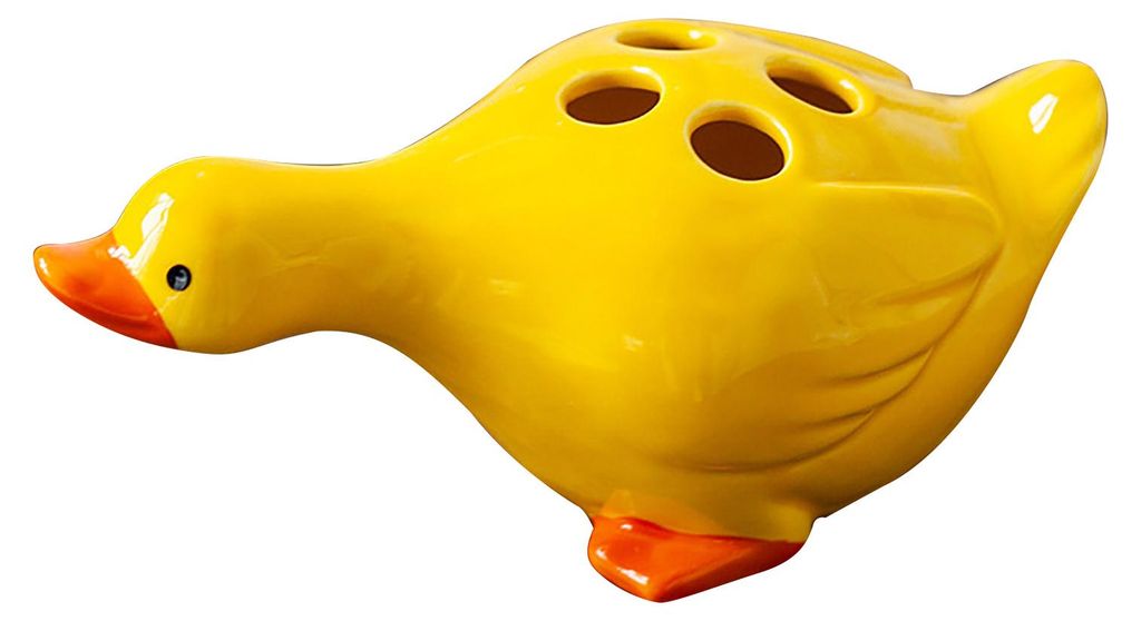 Enten-Zahnbürstenhalter aus Keramik – Niedlicher Zahnbürsten-Organizer mit Cartoon-Ente – Dekorativer Zahnbürstenständer für Badezimmer un...