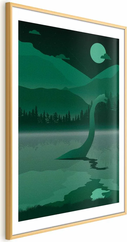 Poster Loch Ness 60x90 cm Cornice Dorata Elegante con Margine Bianco