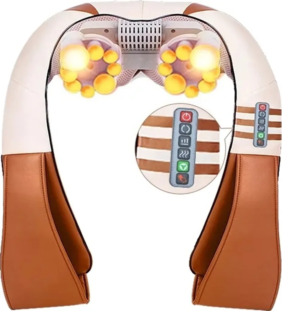Masseur de Dos Shiatsu Chauffant Infrarouge - 3 Vitesses et Coloris Marron