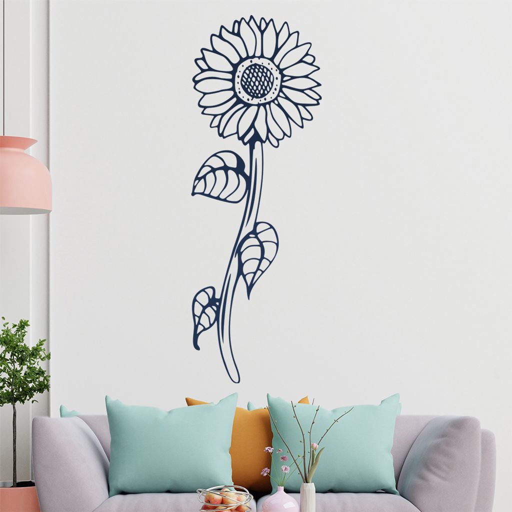 Sonnenblume - Pflanze Wandtattoo in 6 Größen - Wandaufkleber Wall Sticker - Dekoration, Küche, Wohnzimmer, Schlafzimmer, Badezimmer