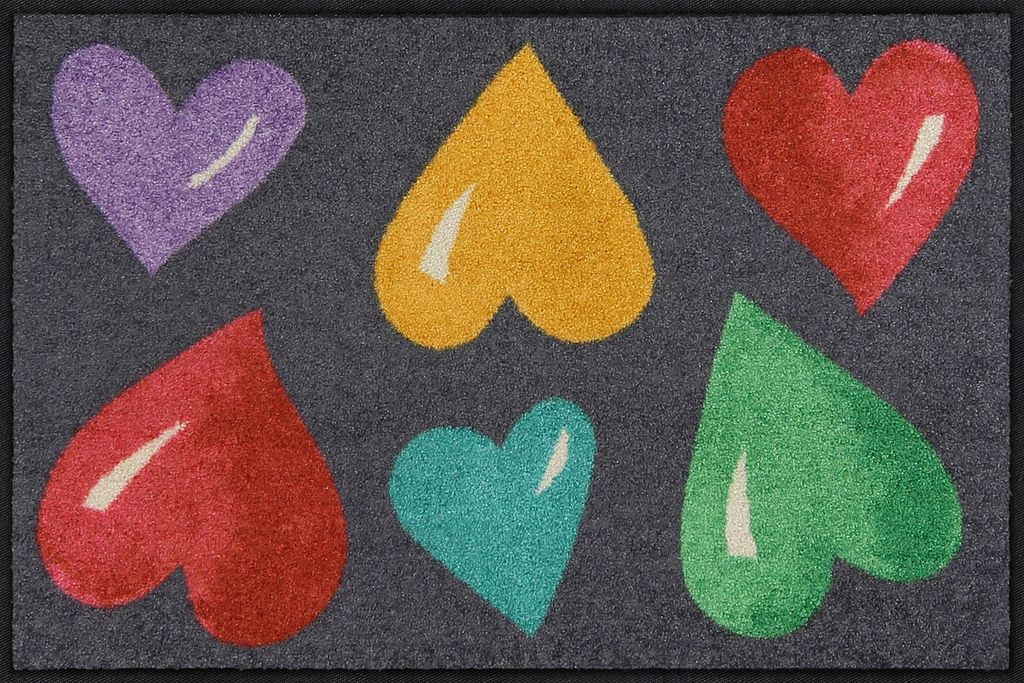 Salonloewe BIG HEARTS COLOURFUL Fußmatte Wohnmatte 50 x 75 cm