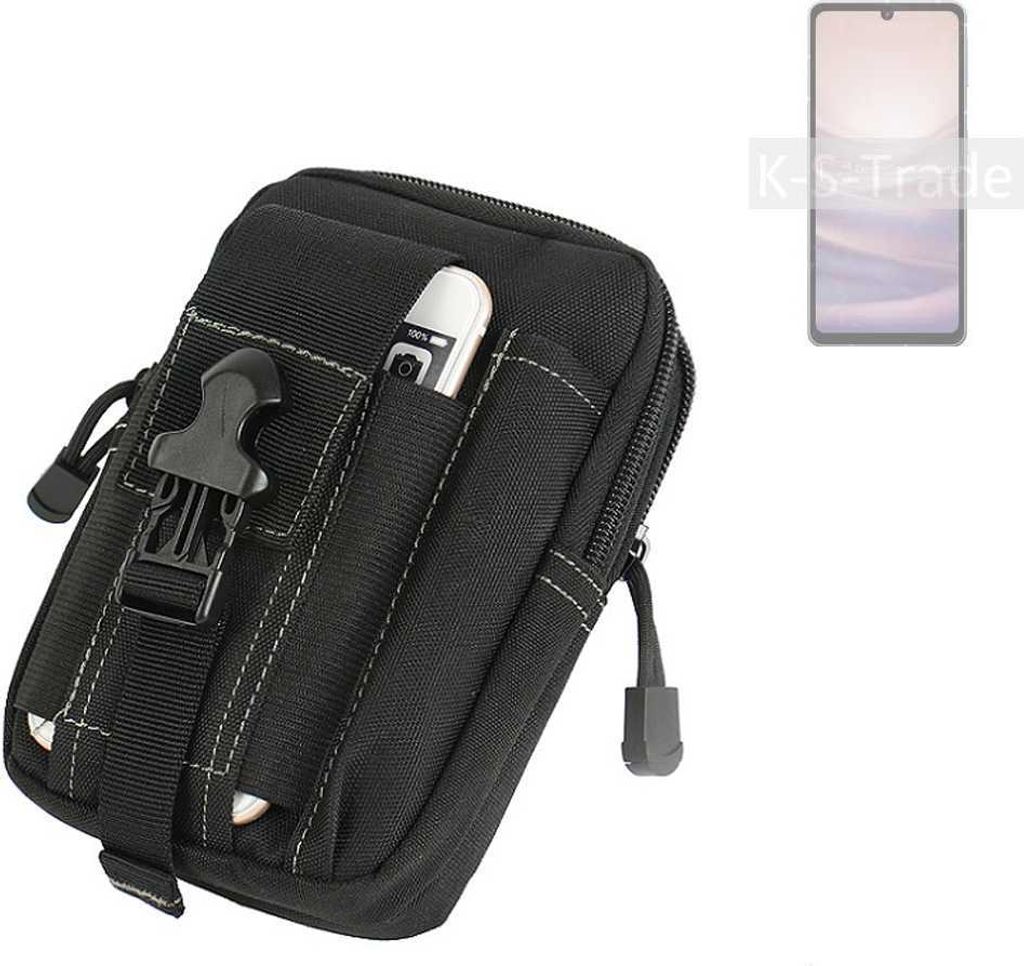 K-S-Trade Gürtel Tasche kompatibel mit Sharp Aquos Sense7 Gürteltasche Holster Schutz Hülle Handy Hülle Smartphone outdoor Handy-Hülle schwarz