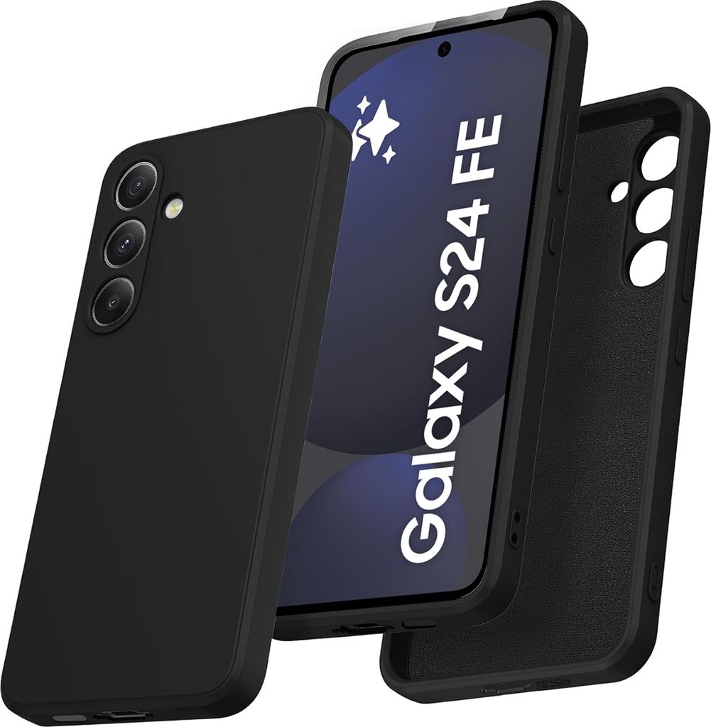 Hülle für Samsung Galaxy S24 FE Slim Liquid Silikon Gel Gummi Stoßfest Schutzhülle Schwarz