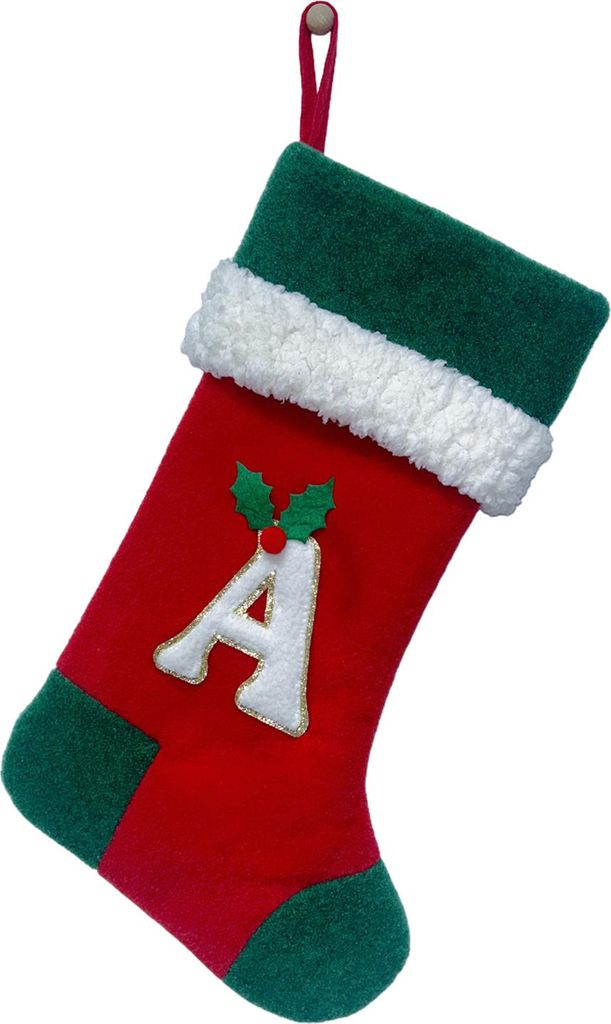 18 Zoll große Weihnachtsstrümpfe mit Monogramm und gestickten Initialen – ideal als Hänge-Weihnachtsdekoration für Kamin und Weihnachtsfeier.