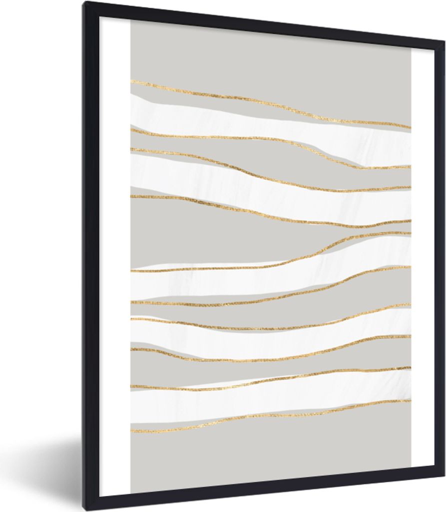 MuchoWow Gerahmtes Poster Linie - Abstrakt - Muster 60x80 cm - Poster mit Schwarzem Bilderrahmen Wandposter Rahmen Foto Bilder - Premium - Wandde...