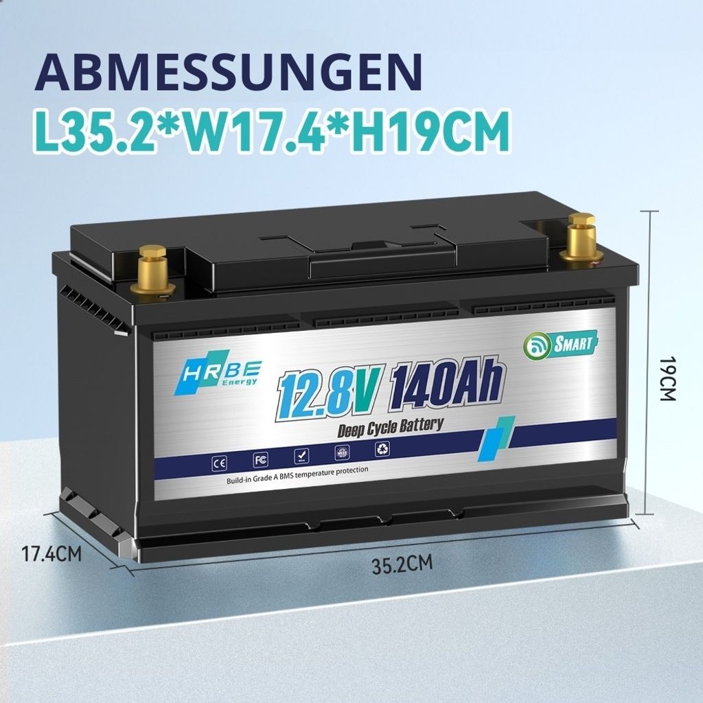 12V 140Ah LiFePO4 Akku mit Bluetooth & 100A BMS – 1792Wh für Solar & Wohnmobil