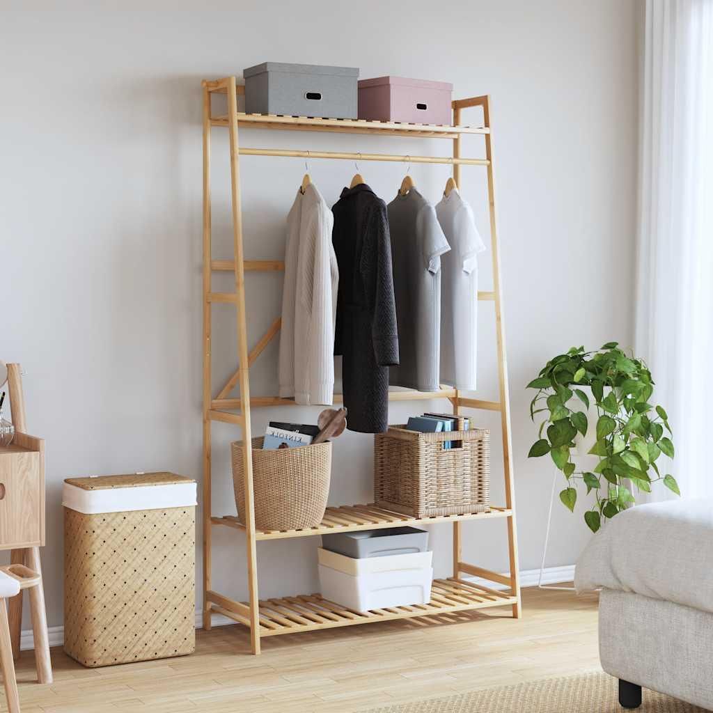 vidaXL Kledingrek met planken, 110x40x180 cm, bamboe Productafbeelding 