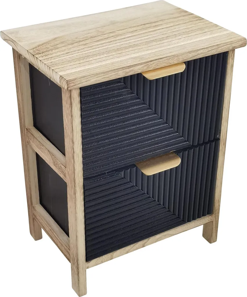 Milani Home - Mobiletto in legno con 2 cassetti cm 34 l x 25 p x 43,5 hdi coloreNero