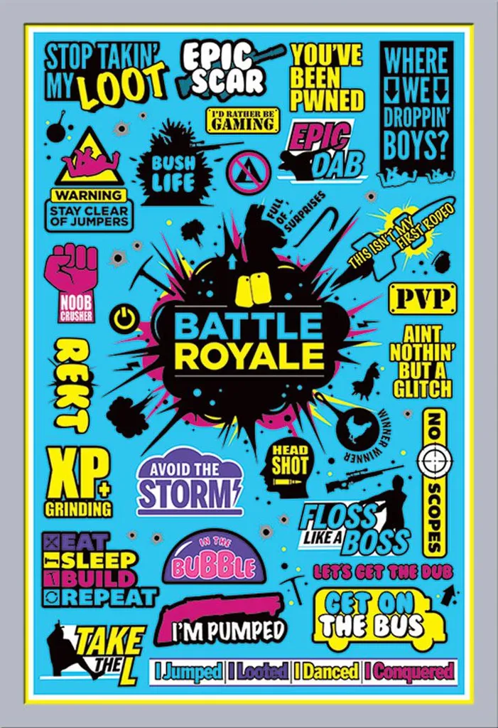 Affiche Battle Royale Encadrée Shinsuke Argent pour Déco Chambre Gamer
