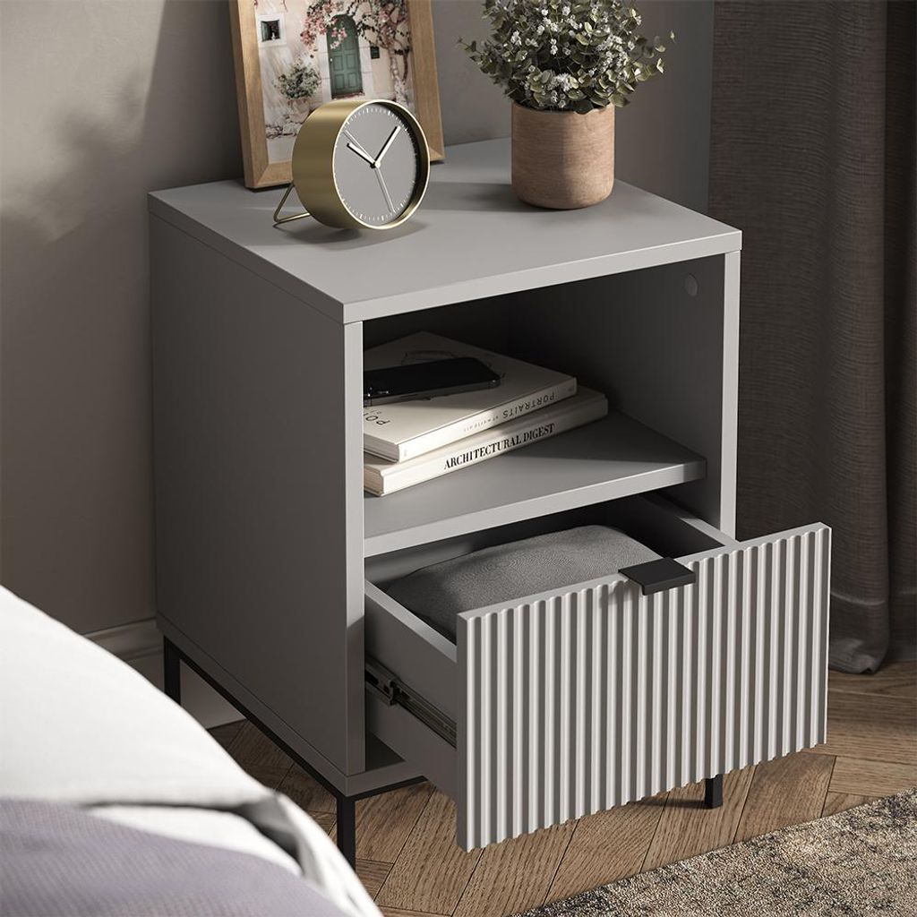 Nachttisch Vicco Eliza Grau 2er Set, Model 56207