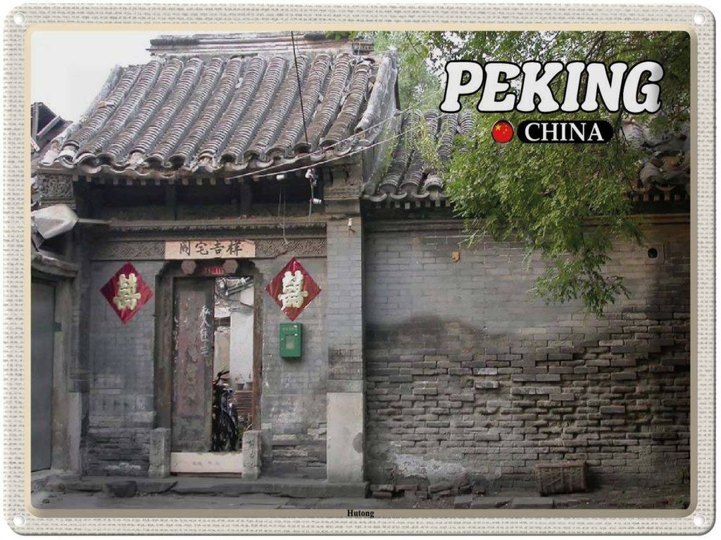 vianmo Blechschild 30x40 cm Peking China Hutong Bildmotiv Reisemotiv Abenteuer Reisen