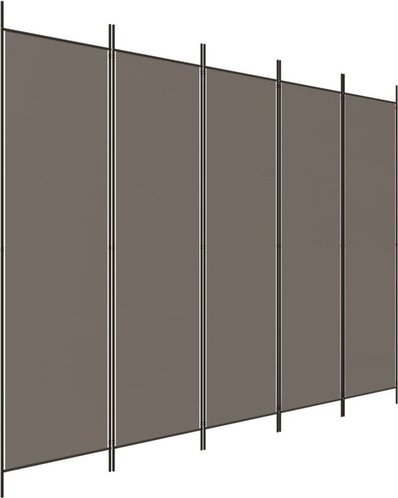5-tlg. Paravent Anthrazit 250x220 cm Stoff