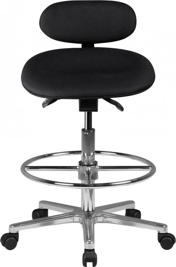 Tabouret pivotant ergonomique Amstyle avec dossier réglable noir