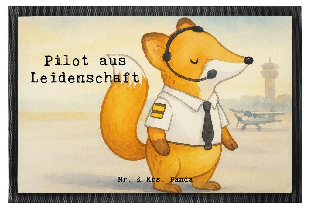 Mr. & Mrs. Panda Schmutzmatte Pilot Leidenschaft Design 40 x 60 cm - Weiß - Geschenk, Fußabstreifer, Schuhabstreifer, Bodenvorleger, Spruch, Schm...