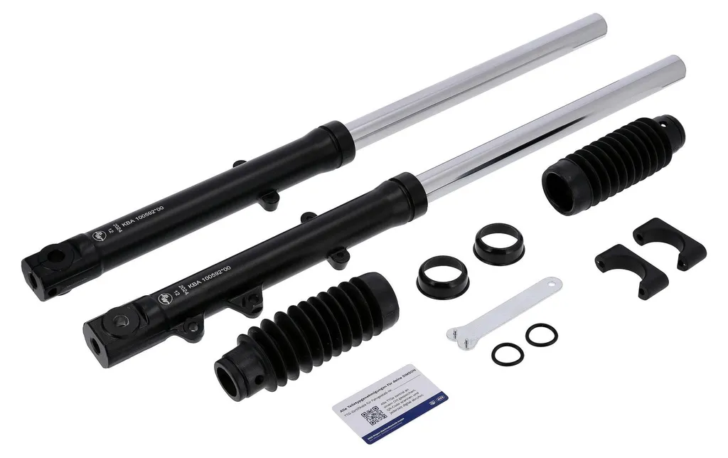 Guidon Télescopique Noir Mat et Soufflet pour Frein à Disque Simson S51